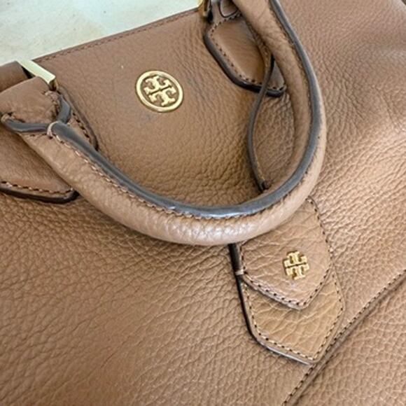TORY BURCH Robinson Foldover Messenger Bag Brown Leather Crossbody Tote4 - Picture 10 of 13